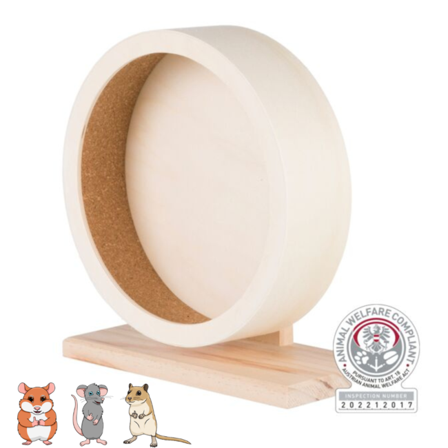 Geluidstil loopwiel - Looprad voor goudhamsters, gerbils en ratten - ø 28 cm - Hout