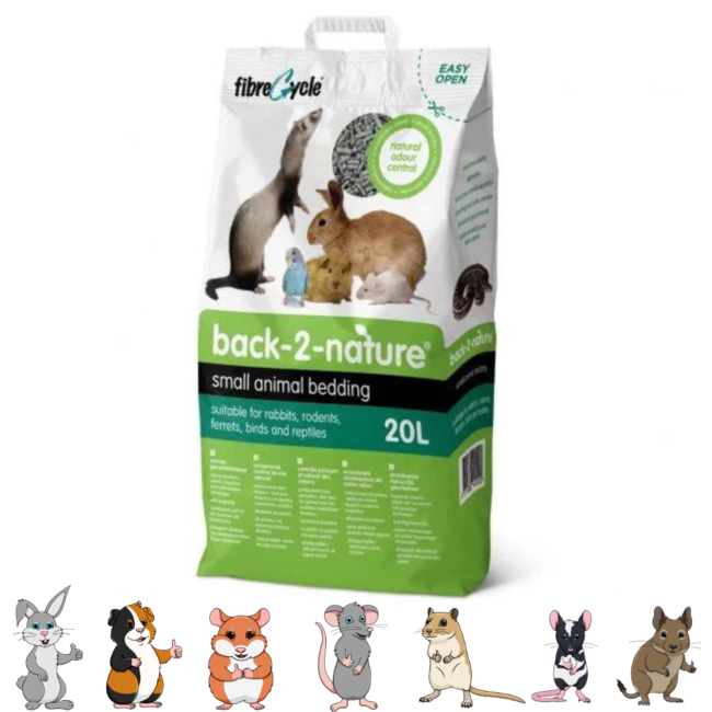 Back-2-nature Recycled Paper Pellets - Dust-Free Bedding for Rabbits and Rodents - 20L