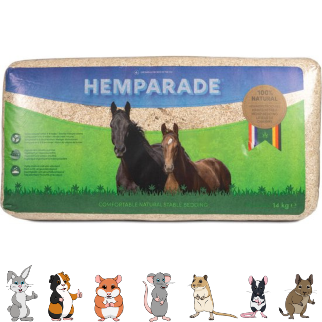 Hemparade hennepvezelstrooisel - Stofvrije bodembedekking voor konijnen en knaagdieren - Grootverpakking - 14kg