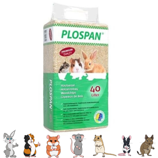 Plospan houtvezel - Bodembedekking voor konijnen en knaagdieren - 40 liter