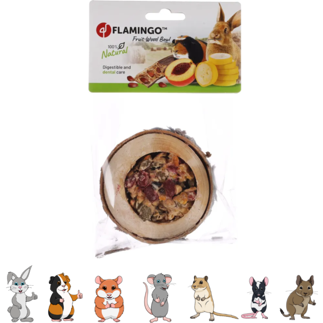 Fruitkom hout - Snack voor konijnen en knaagdieren - 120 gram