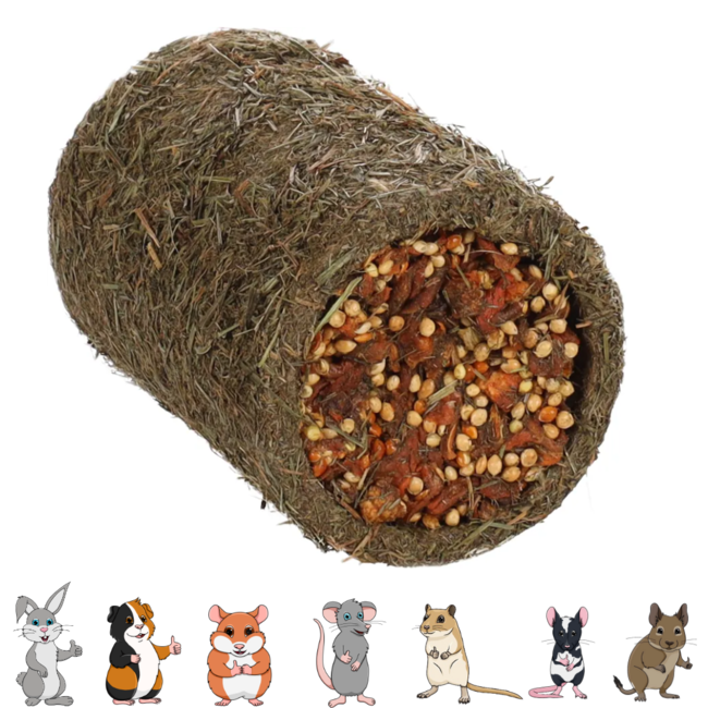 Rodent Tunnel Tubez filled with carrot - Snack for rabbits and rodents - 125 grams