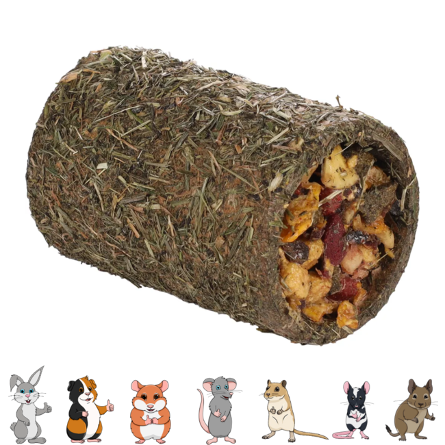 Rodent Tunnel Tubez filled with fruit - Snack for rabbits and rodents - 125 grams