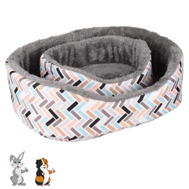 Clavio basket - Oval-shaped basket for rabbits and rodents - 35 x 28 x 11 cm - Multi-Color
