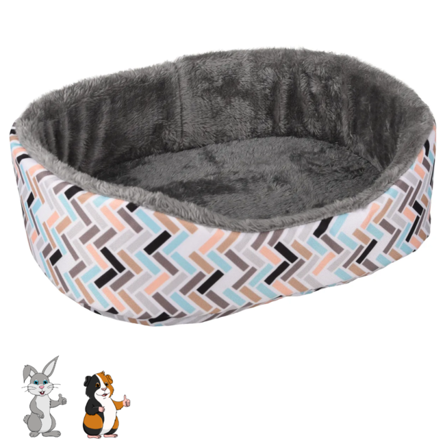 Clavio basket - Oval-shaped basket for rabbits and rodents - 35 x 28 x 11 cm - Multi-Color