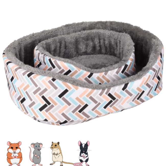 Clavio basket - Oval-shaped basket for rabbits and rodents - 25 x 19 x 9 cm - Multi-Color