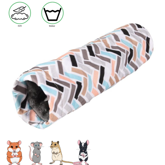 Clavio speeltunnel - Speeltunnel voor knaagdieren - 25 cm x 6 cm x 6 cm - Multi-Color