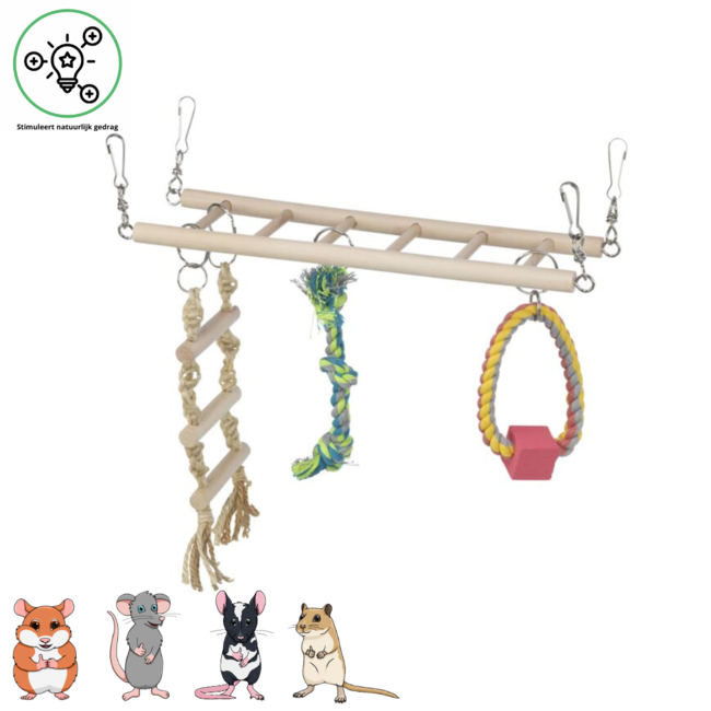 Suspension Bridge with Rope Ladder & Toys 29 × 25 × 9 cm