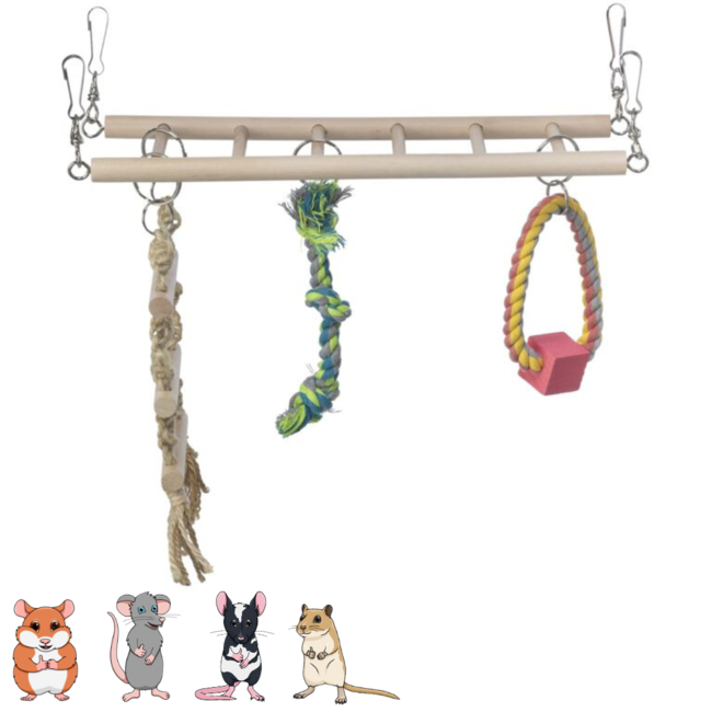 Suspension Bridge with Rope Ladder & Toys 29 × 25 × 9 cm