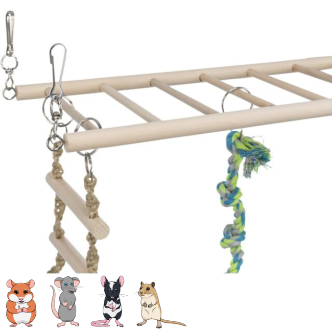 Suspension Bridge with Rope Ladder 35 × 15 × 15 cm