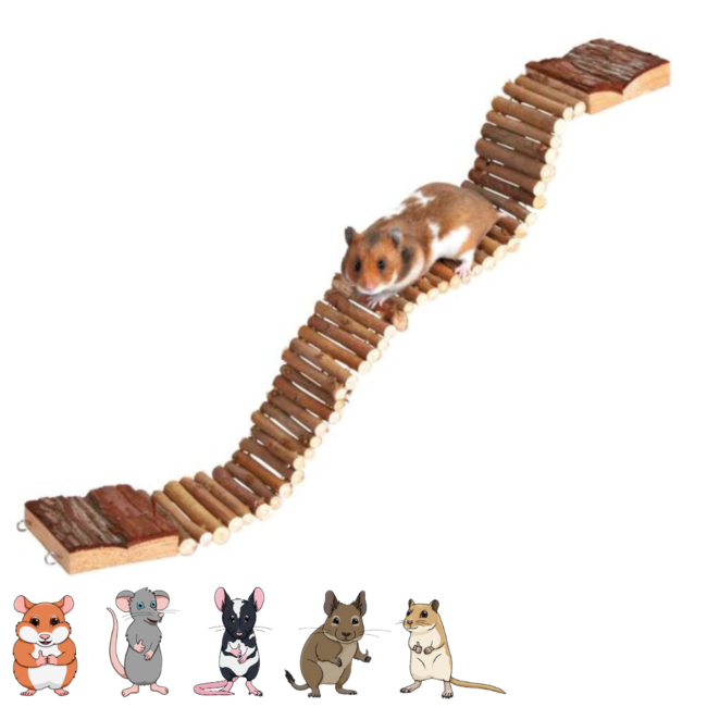 Ladder - Accessories for rodent enclosures - 55 × 7 cm - Bark wood