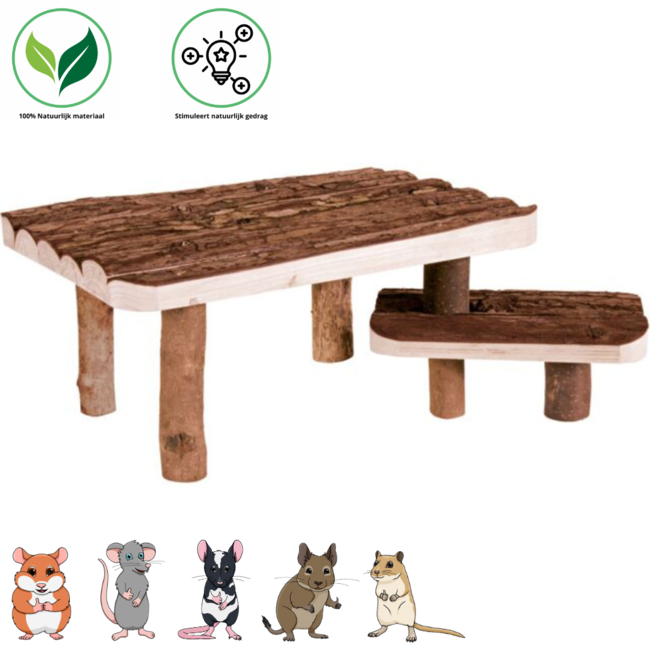 Bark-covered Wooden Shelter with Step 37 × 17 × 28 cm