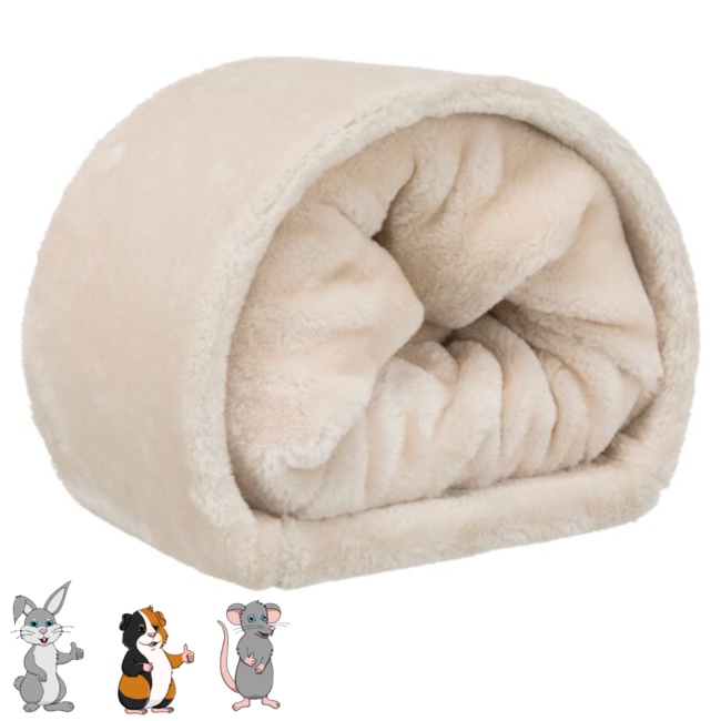 Zachte relax-tunnel - Pluche tunnel voor konijnen en cavia's - 27 × 21 × 80 cm - Creme