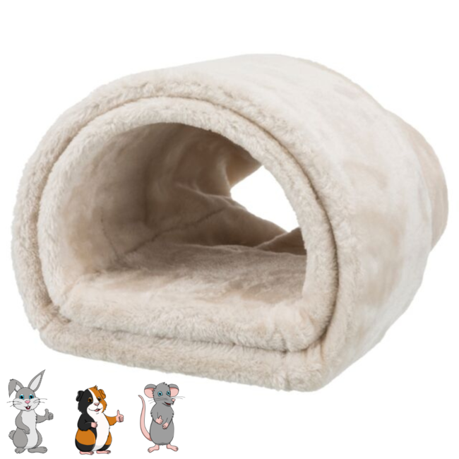 Zachte relax-tunnel - Pluche tunnel voor konijnen en cavia's - 27 × 21 × 80 cm - Creme
