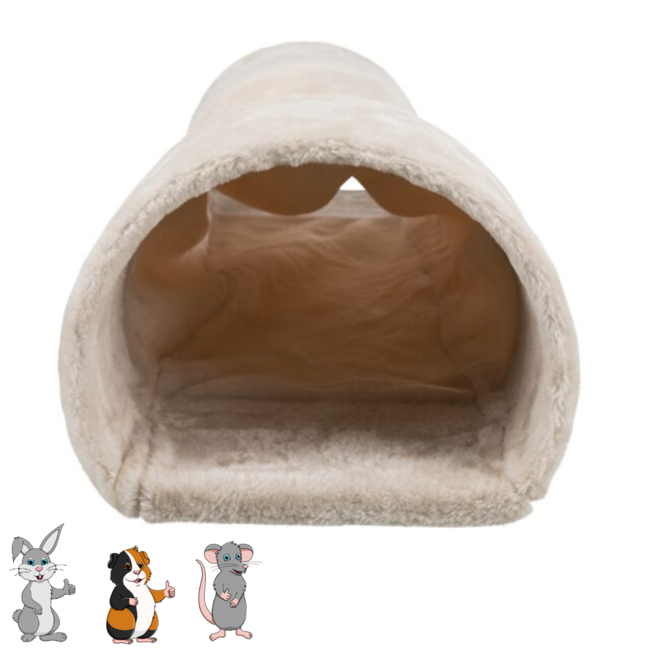 Soft Relax Tunnel - Plush Tunnel for Rabbits and Guinea Pigs - 27 × 21 × 80 cm - Cream