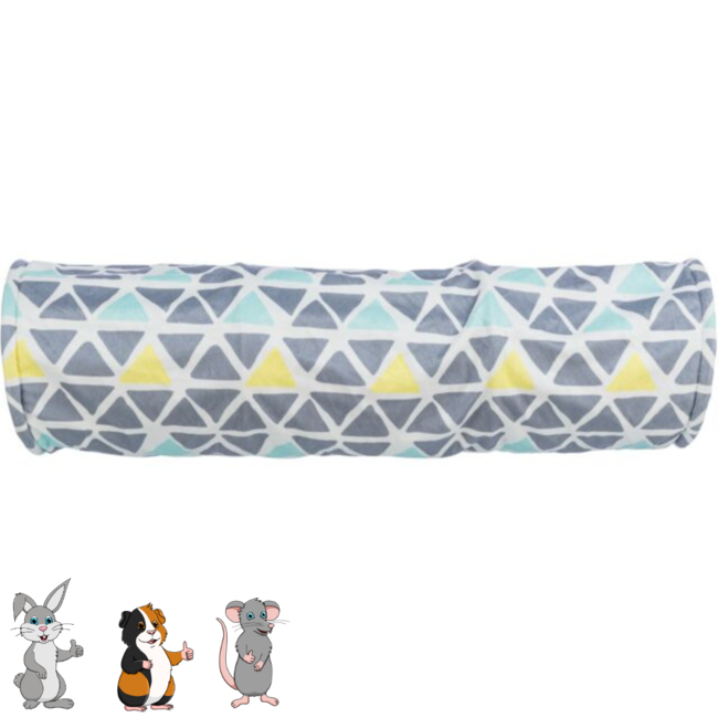 Relax-tunnel Sunny - Zachte tunnel voor cavia's en andere knaagdieren - ø 19 × 70 cm - Kleurig / Grijs