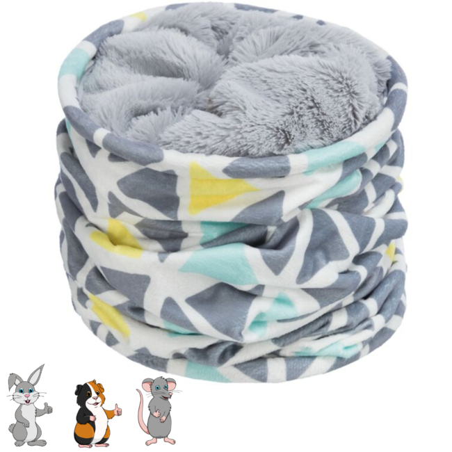 Relax Tunnel Sunny - Soft tunnel for guinea pigs and other rodents - ø 19 × 70 cm - Colorful / Grey