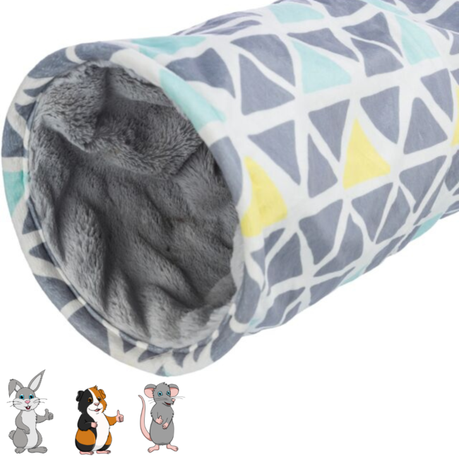 Relax-tunnel Sunny - Zachte tunnel voor cavia's en andere knaagdieren - ø 19 × 70 cm - Kleurig / Grijs