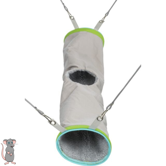 Ophangbare relax tunnel - Tunnel voor knaagdieren om op te hangen - Wasbaar - ø 14 × 45 cm - Grijs