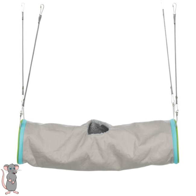 Hanging relaxation tunnel - Tunnel for rodents to hang - Washable - ø 14 × 45 cm - Grey