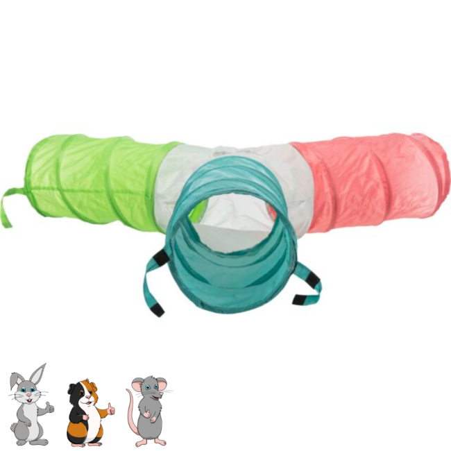 Play tunnel with three exits - Toy for rabbits and guinea pigs - 3 × ø 18 × 47 cm