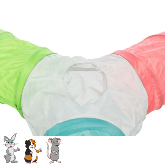 Play tunnel with three exits - Toy for rabbits and guinea pigs - 3 × ø 18 × 47 cm