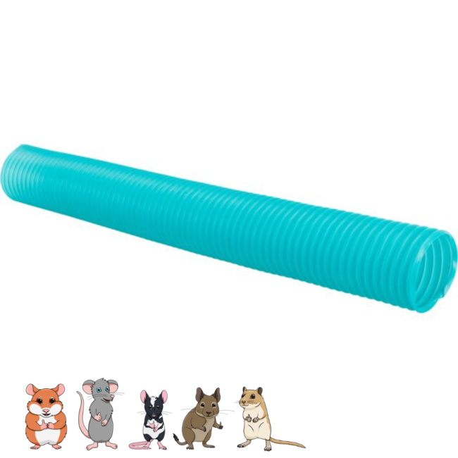 Uittrekbare speeltunnel - Plastic speeltunnel voor knaagdieren -ø 10 cm x 19–75 cm - Turquoise