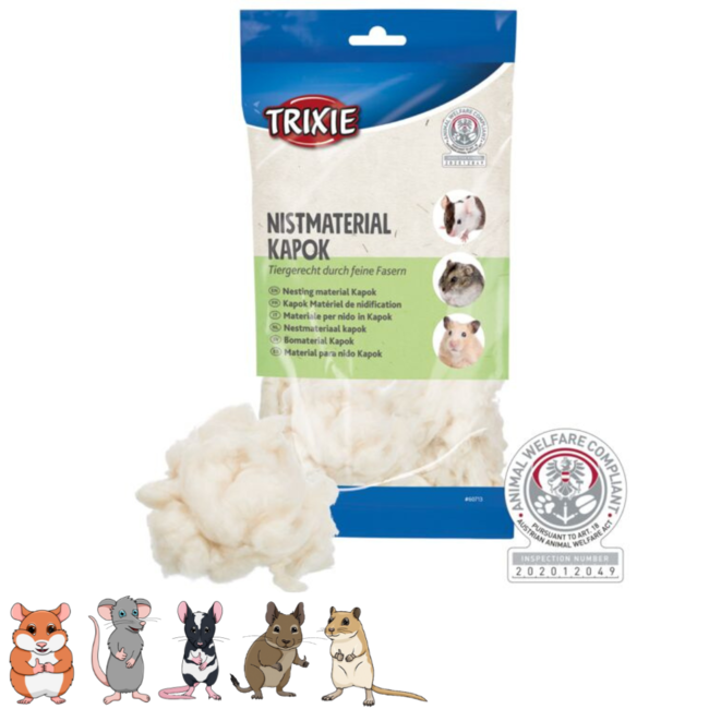 Nestmateriaal kapok voor kleine knaagdieren - 40 gram - crème