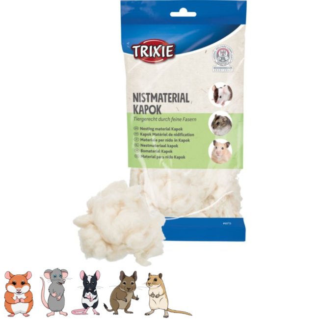 Nestmateriaal kapok voor kleine knaagdieren - 40 gram - crème