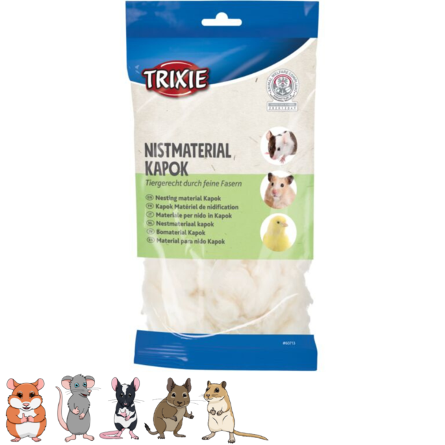Nestmateriaal kapok voor kleine knaagdieren - 40 gram - crème