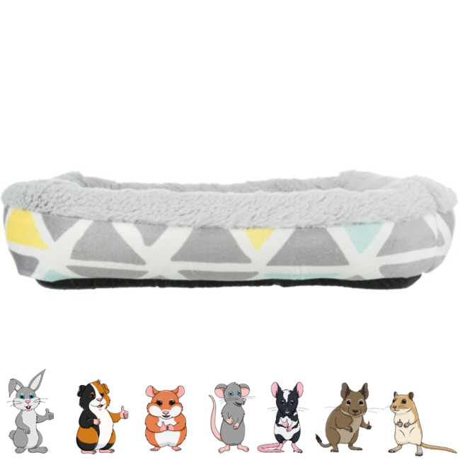 Relax-mand Sunny - Zachte mand voor konijnen en knaagdieren - 30 x 6 x 22 cm - Kleurig / Grijs