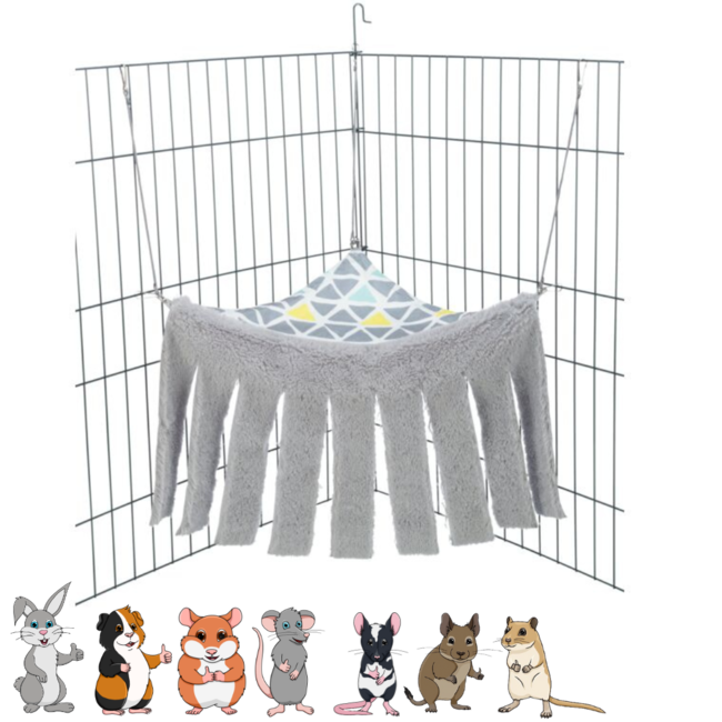 Hammock Sunny - Washable hammock for rodents - 41 x 27 x 23 cm - Colorful / Grey