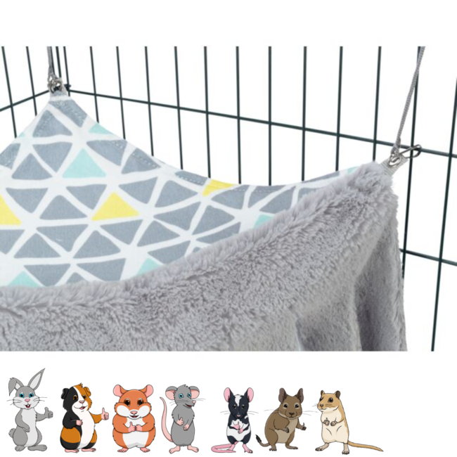 Hammock Sunny - Washable hammock for rodents - 41 x 27 x 23 cm - Colorful / Grey