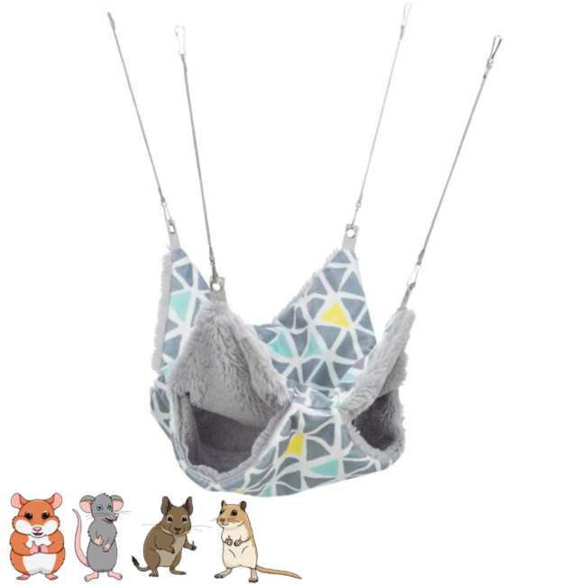 Hammock Sunny - Washable hammock for rodents - 30 x 30 cm - Colorful / Grey