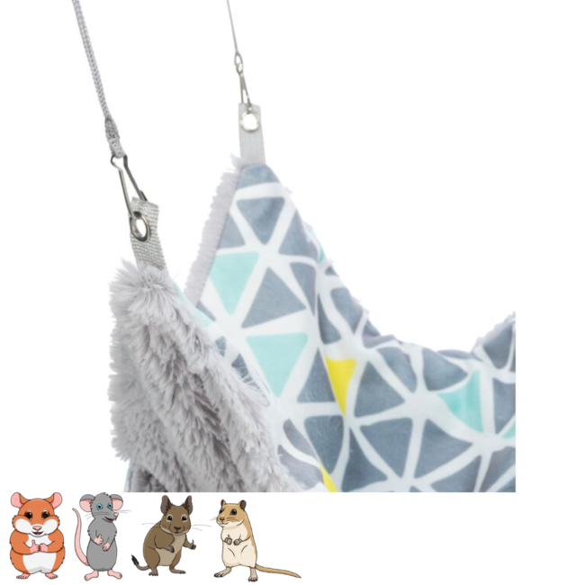 Hangmat Sunny - Wasbare hangmat voor knaagdieren - 30 x 30 cm - Kleurig / Grijs