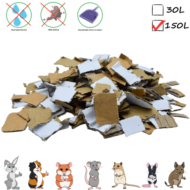 Zooply Card N Card Brown - Dust-free and well-absorbing bedding for rodents - 150 liters