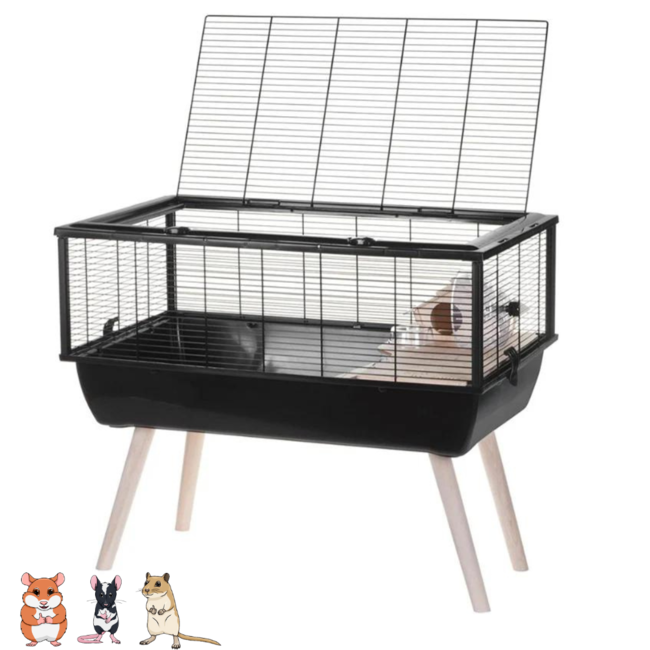 Rodent enclosure on legs for hamsters and mice - 78 x 48 x 36 cm - Grey