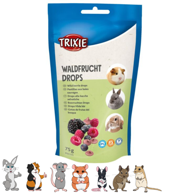 Bosvruchten Drops - Snack voor konijnen en knaagdieren - 75 gram