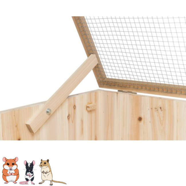 Knaagdierverblijf met verdiepingen - Hok voor goudhamsters, gerbils en muizen met plexiglas- 100 × 50 × 50 cm - Hout
