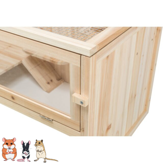 Knaagdierverblijf met verdiepingen - Hok voor goudhamsters, gerbils en muizen met plexiglas- 100 × 50 × 50 cm - Hout