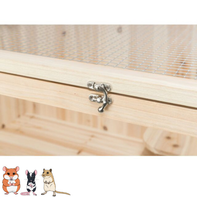 Rodent enclosure with levels - Cage for Syrian hamsters, gerbils and mice with plexiglass - 100 × 50 × 50 cm - Wood