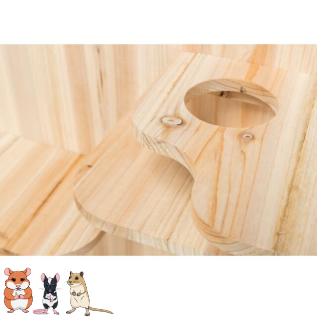 Rodent enclosure with levels - Cage for Syrian hamsters, gerbils and mice with plexiglass - 100 × 50 × 50 cm - Wood