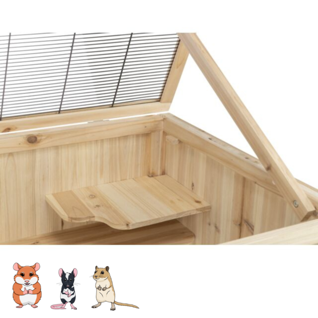 Spacious rodent enclosure with plexiglass - Cage for Syrian hamsters and gerbils - 115 x 60 x 60 cm - Wood