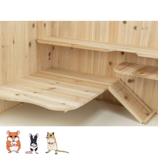 Spacious rodent enclosure with plexiglass - Cage for Syrian hamsters and gerbils - 115 x 60 x 60 cm - Wood