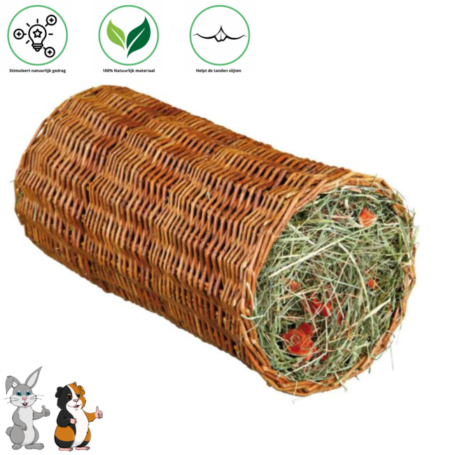 Willow Tunnel with Hay and Carrot Ø 20 × 38 cm, 220 g