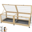 Groot houten hok op wieltjes - Verblijf voor konijnen en cavia's - Voor binnen - 150 x 50 x 60 cm - Hout