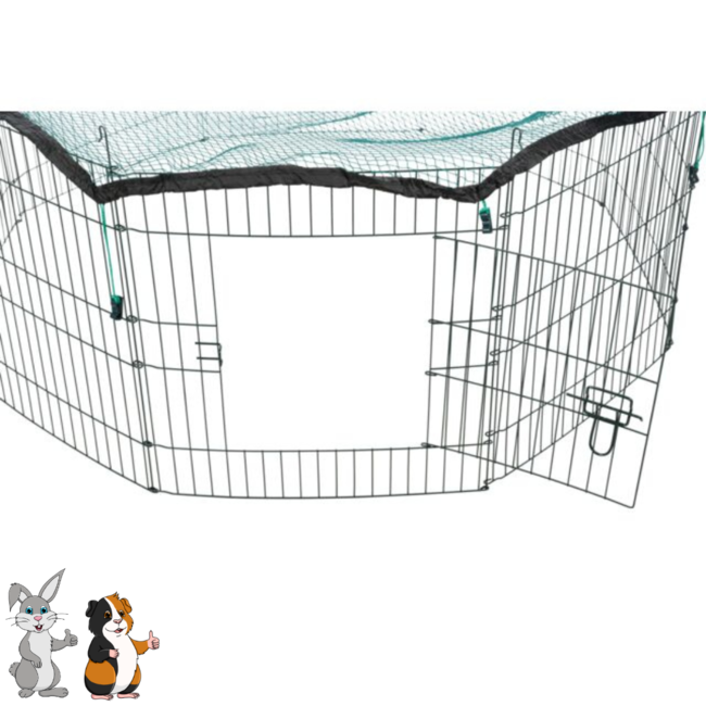 Ren met beschermnet - Metalen speelren voor konijnen en cavia's - Buiten - ø 150 × 57 cm - Groen