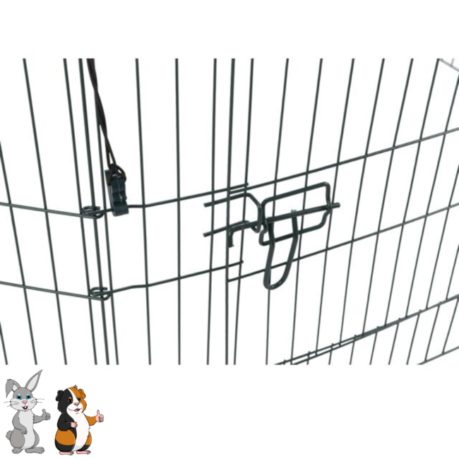 Run with protective net - Metal playpen for rabbits and guinea pigs - Outdoor - ø 150 × 57 cm - Green