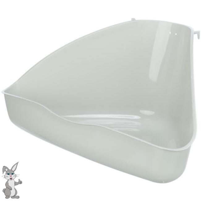 Corner toilet for rabbits - Plastic corner toilet with fastening hooks - 45 × 21 × 30/30 cm - Assorted