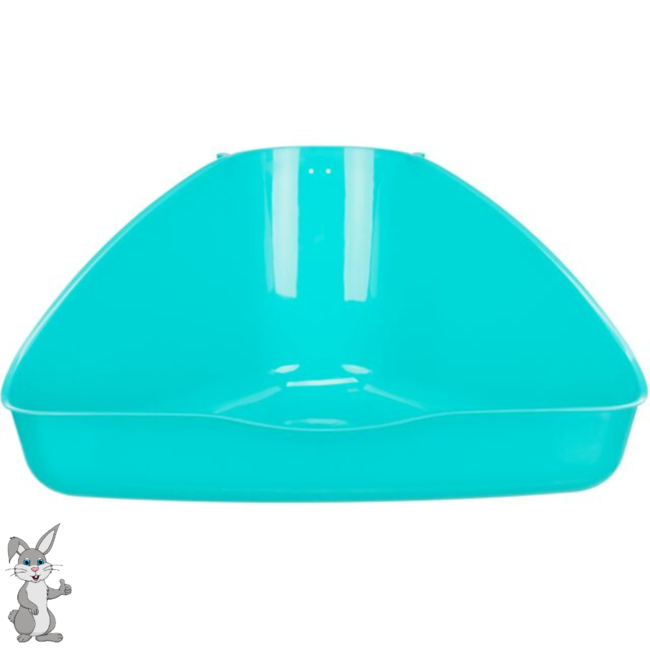 Corner toilet for rabbits - Plastic corner toilet with fastening hooks - 45 × 21 × 30/30 cm - Assorted
